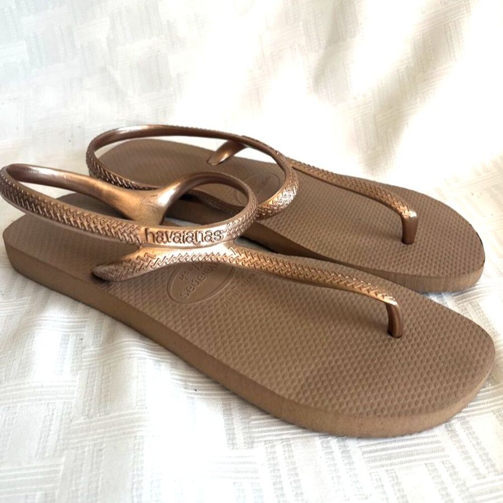 Havaianas Flash Metallic Gold Slingback Sandals Women’s Size 7/8